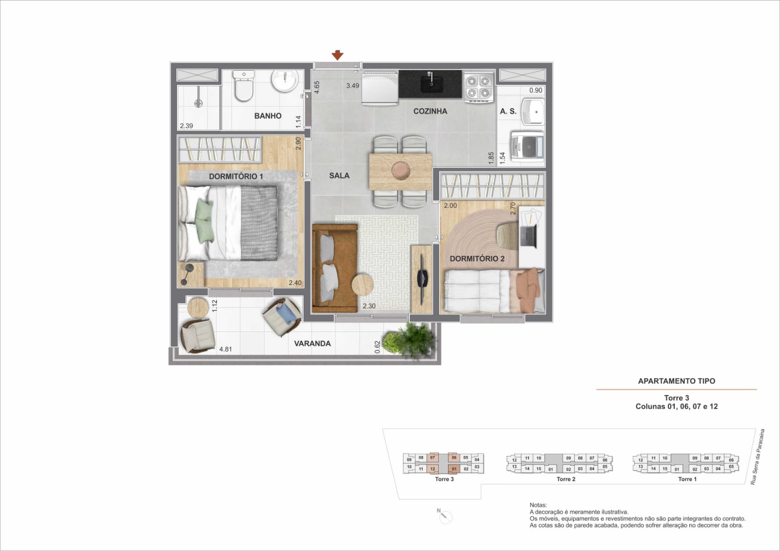 Unidade 39m² com sacada